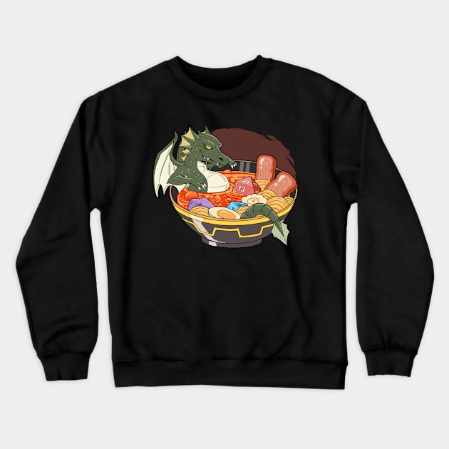 Tabletop Dungeons Gift Dragon And Dice In Ramen RPG Print Crewneck Sweatshirt by Linco